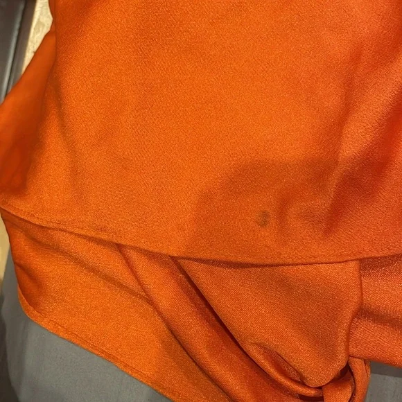 Vintage 1970’s Beautiful High Neck Orange Gown With Attached Overlay - Picture 12 of 12